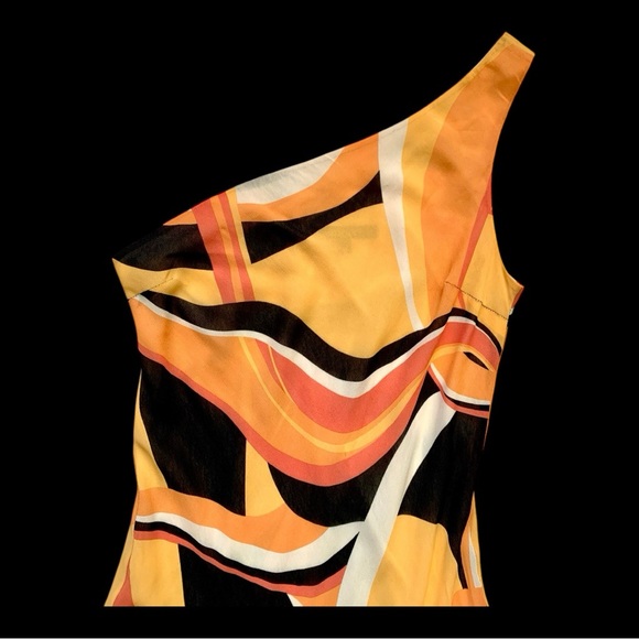 Holt Renfrew Chic Asymmetrical Dress, One Strap with Psychedelic Pattern - Picture 4 of 6